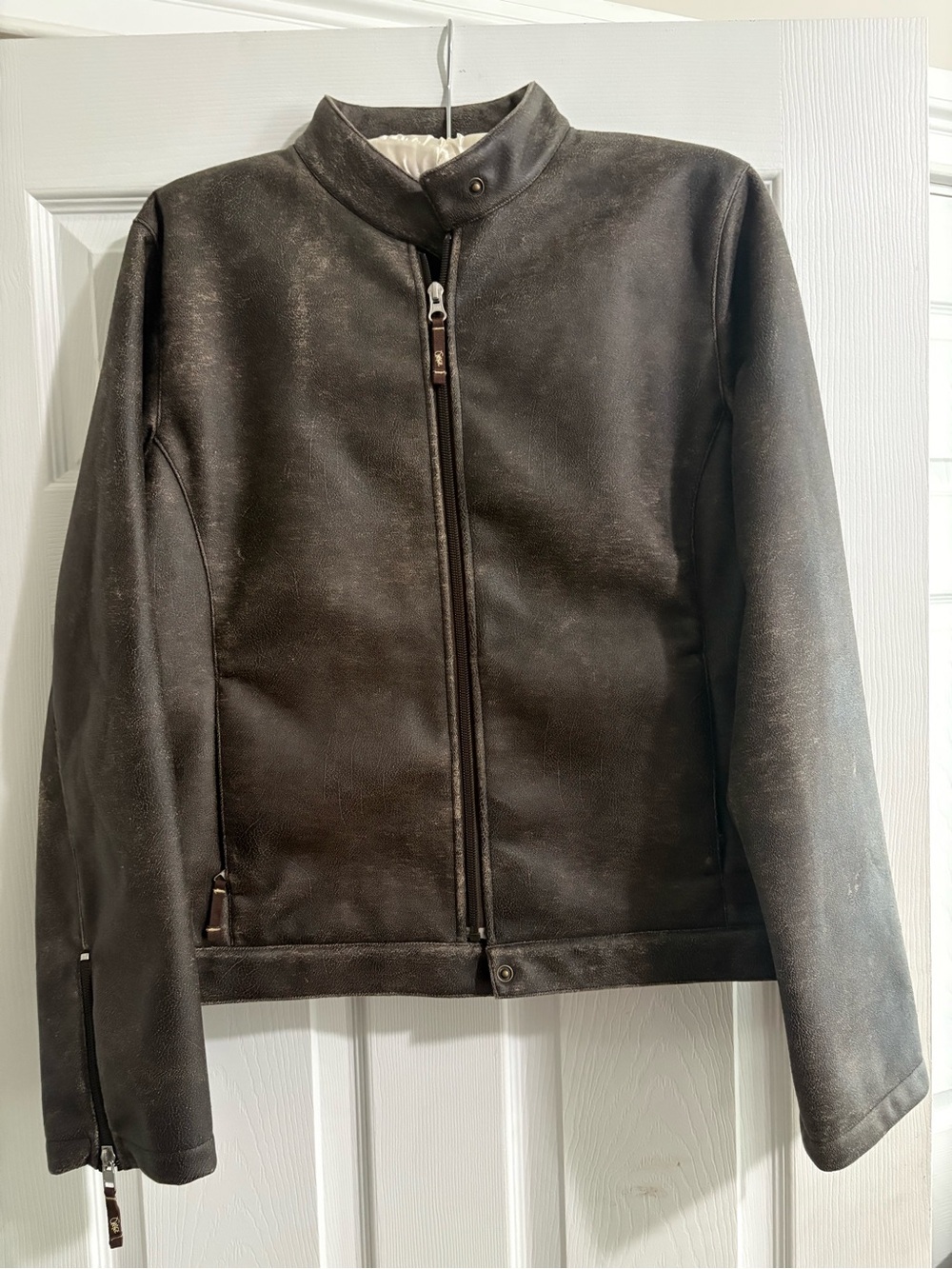 Orage Women's Dark Brown Leather Zip Jacket